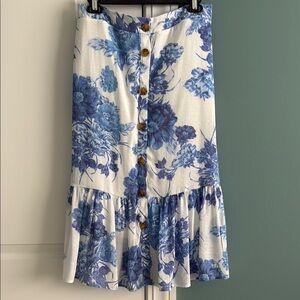 Delicate Floral Button Down Ruffle Skirt by Mlle Gabrielle